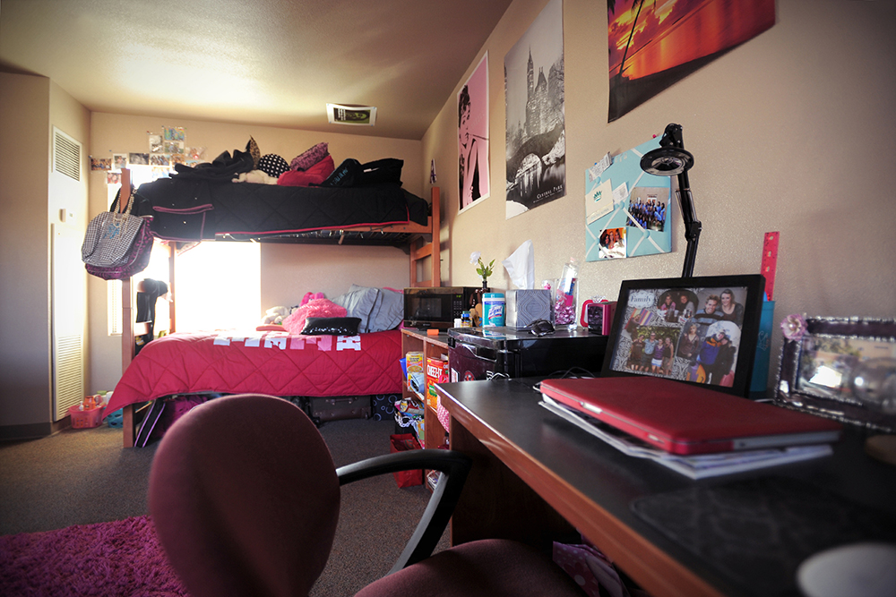 inside a dorm room in Pinon Hall