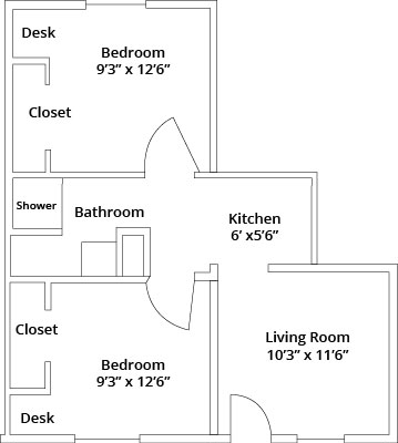 floor plan of a 2 bedroom apartment in cervantes village