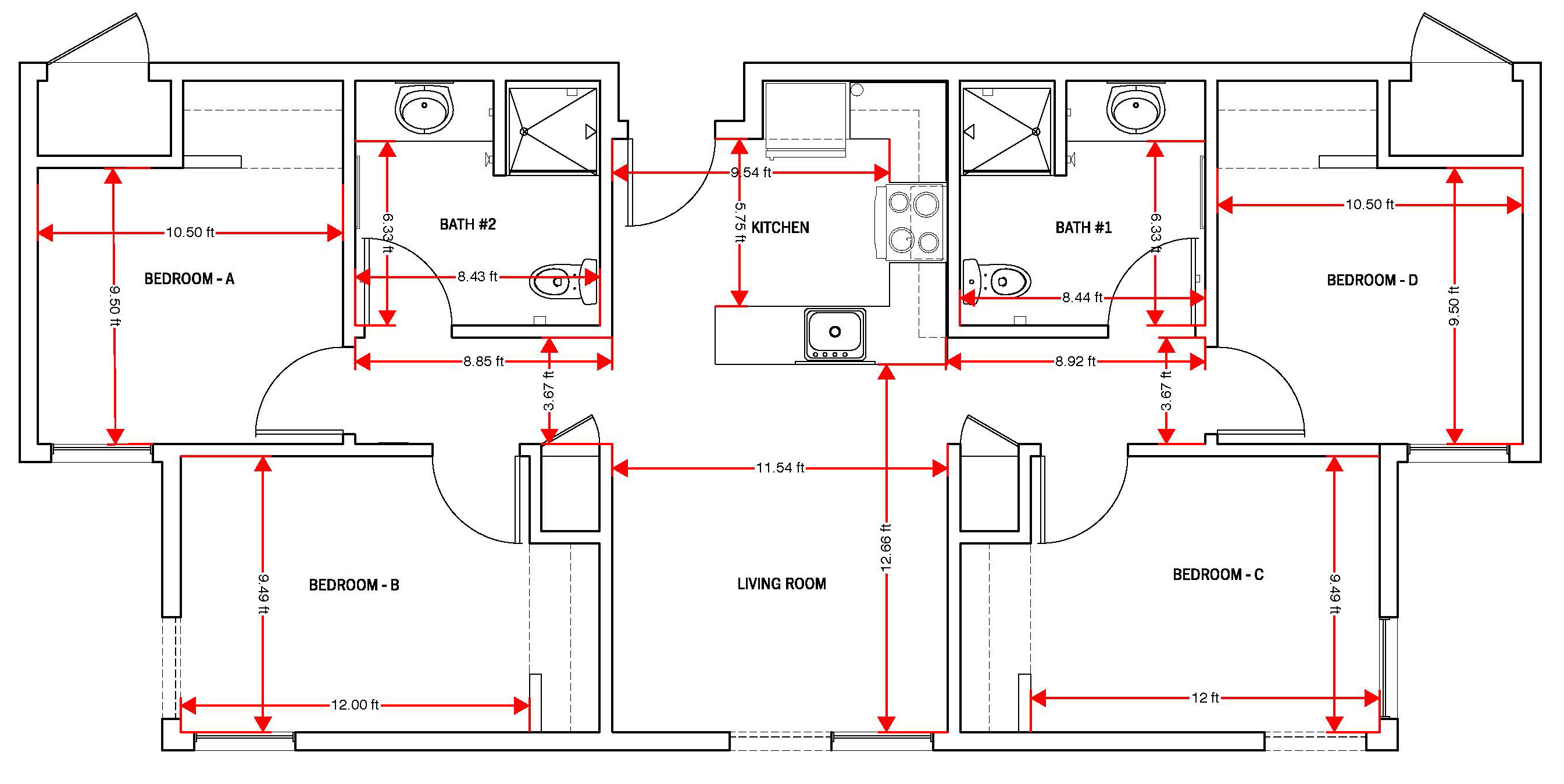 floor plan of a 4 bedroom apartment in chamisa