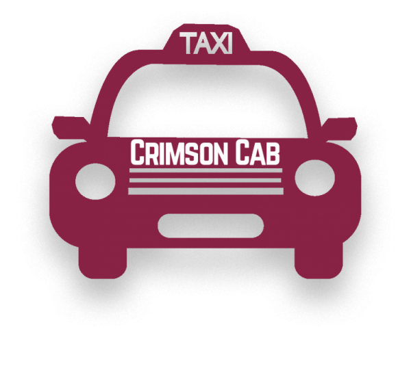 Crimson Cab logo featuring the front view of an illustrated cab